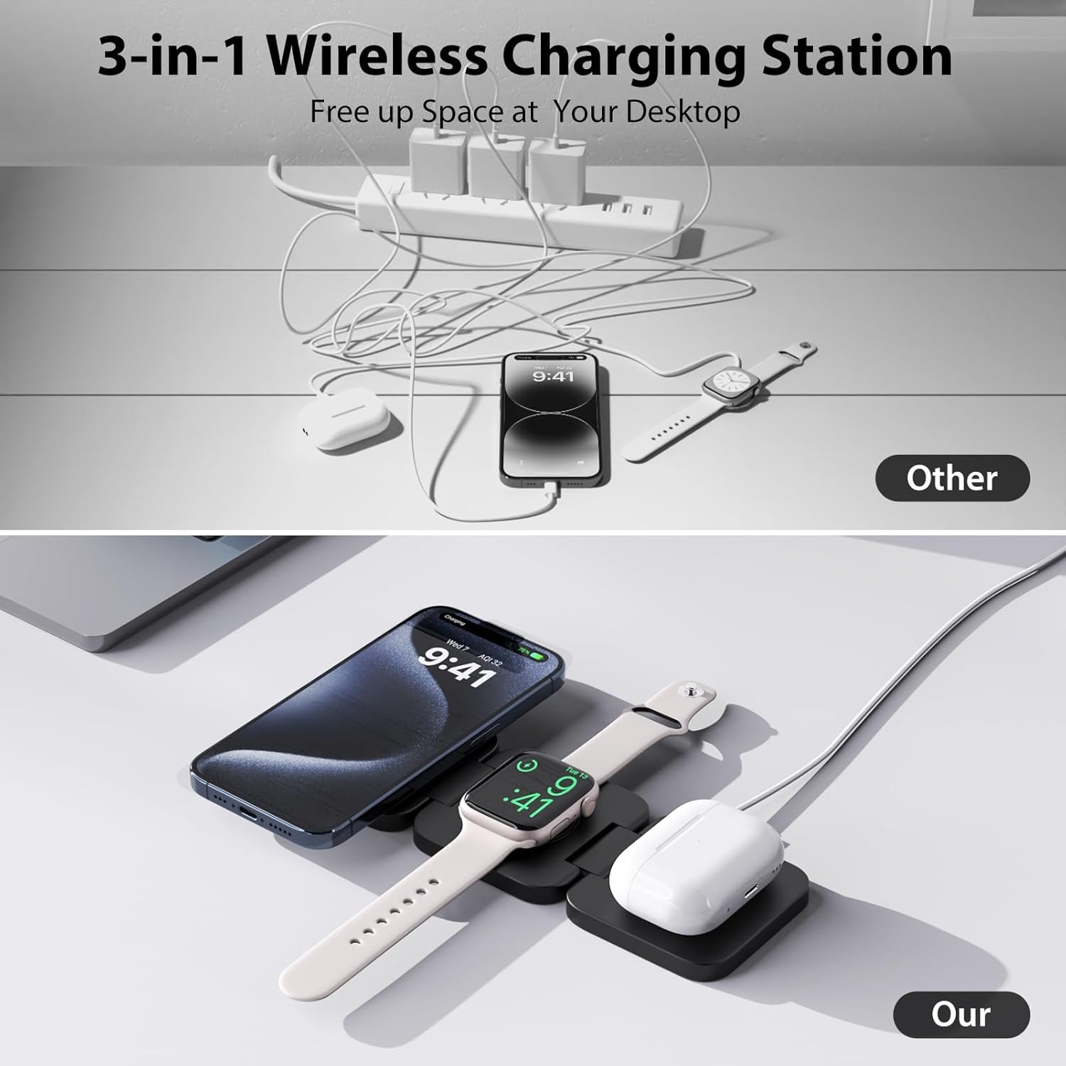Foldable 3 in 1 Fast Wireless  - Wireless Charger 3 In 1 评论和价格