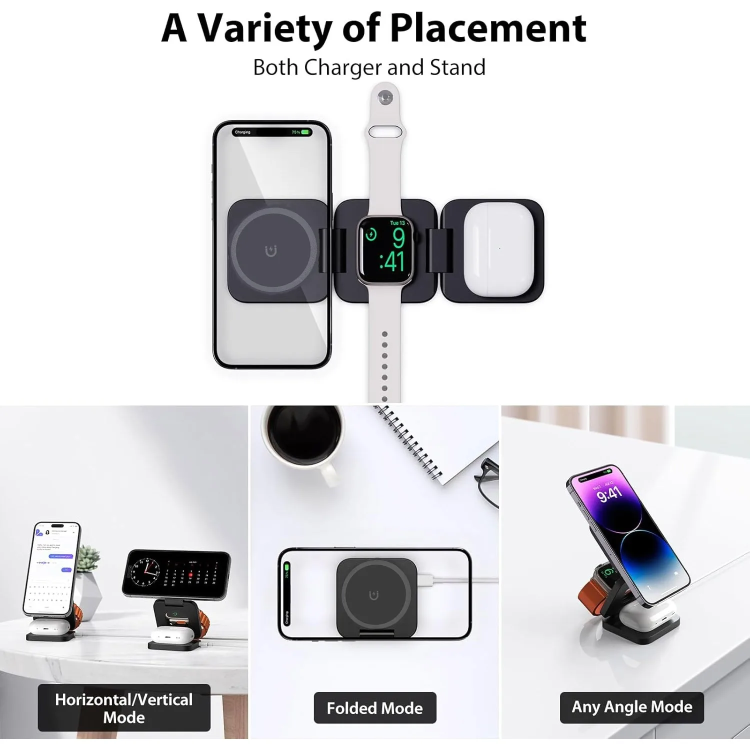 Foldable 3 in 1 Fast Wireless  - Wireless Charger 3 In 1 评论和价格