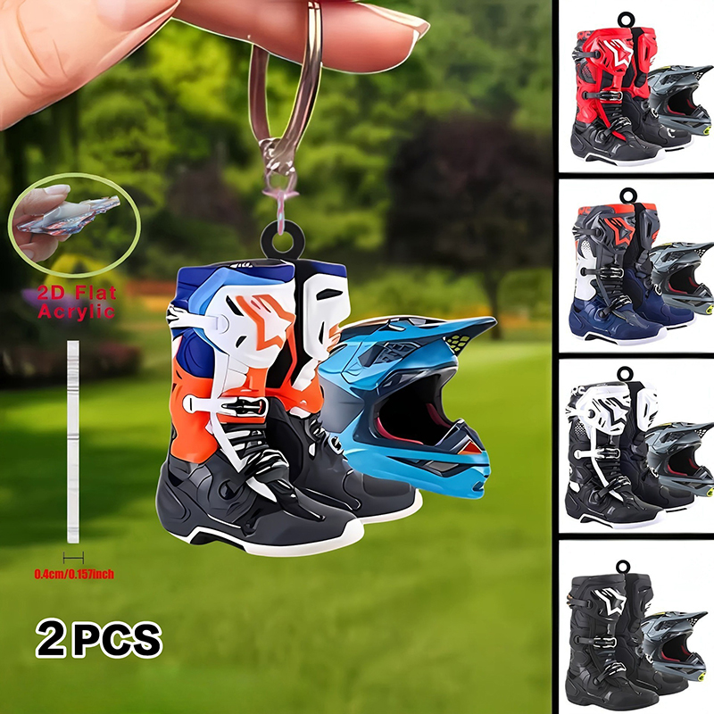 2PCS 2D Flat Motocross Keychai - Tech Accessories Bag 评论和价格