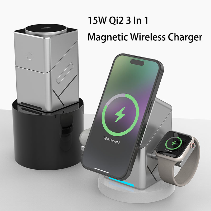 15W Touch Rotating Magnetic Mu - Wireless Charger 3 In 1 评论和价格